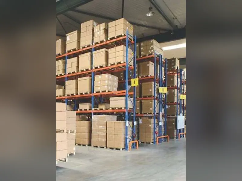 Pallet racking filled with cartons of bearings