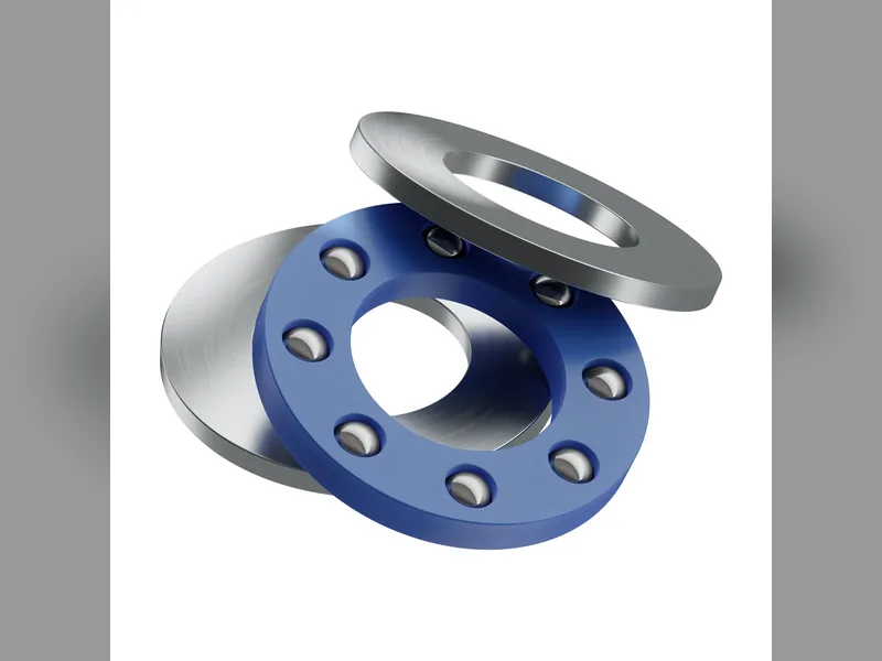 A flanged thrust washer bearing assembly